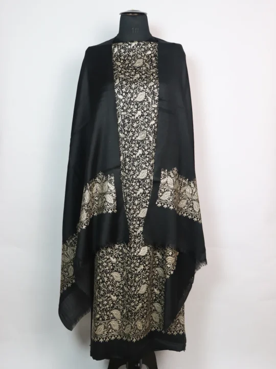 Mahlaqa Black Wool Suit In Zari Work With Dupatta 3Pc