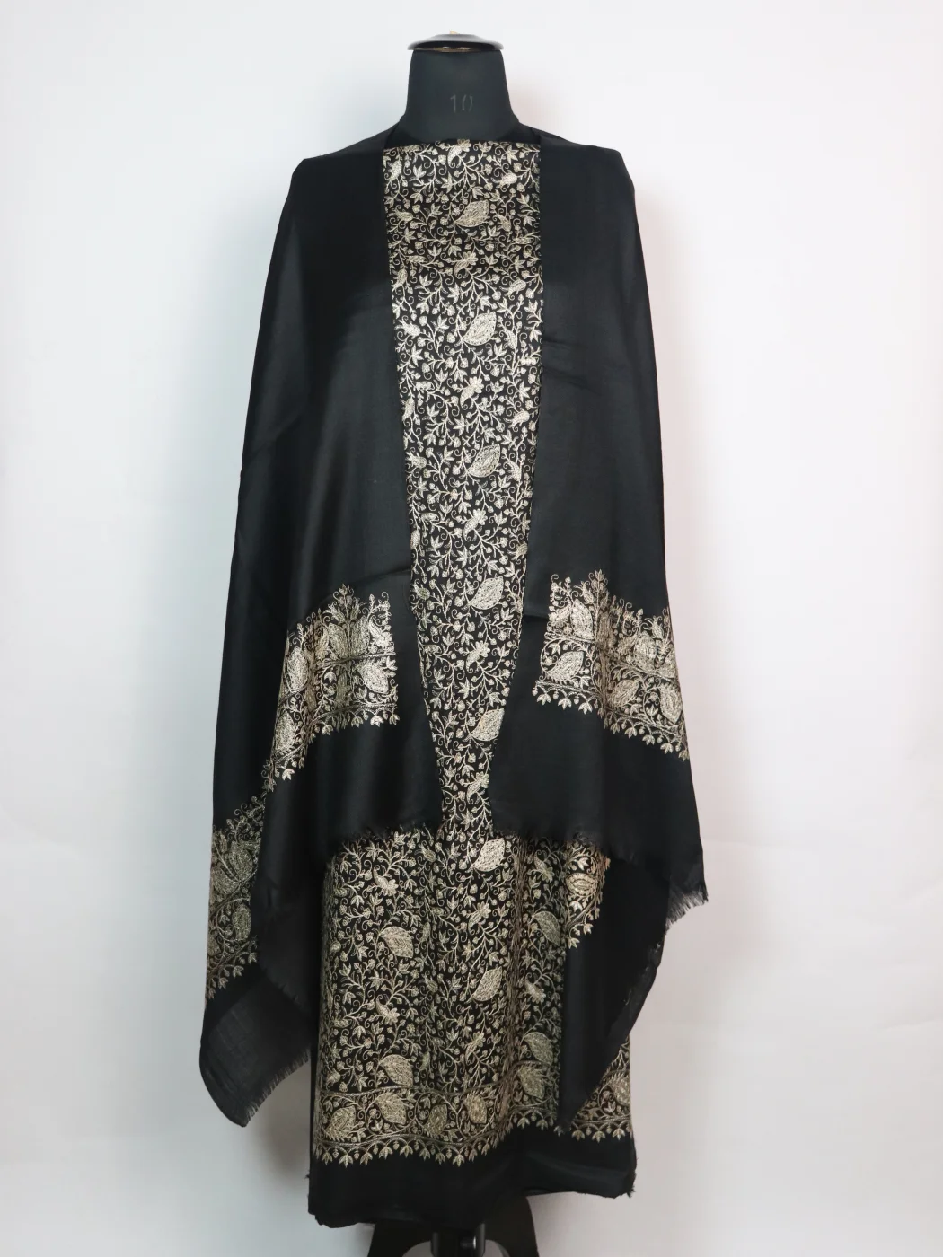 Mahlaqa Black Wool Suit In Zari Work With Dupatta 3Pc