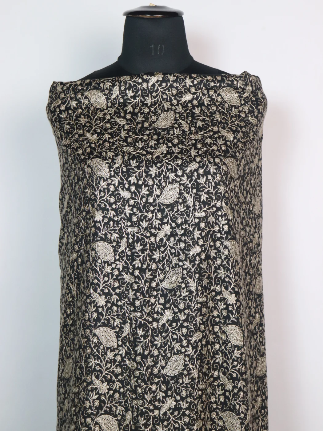 Mahlaqa Black Wool Suit In Zari Work With Dupatta 3Pc - Image 2
