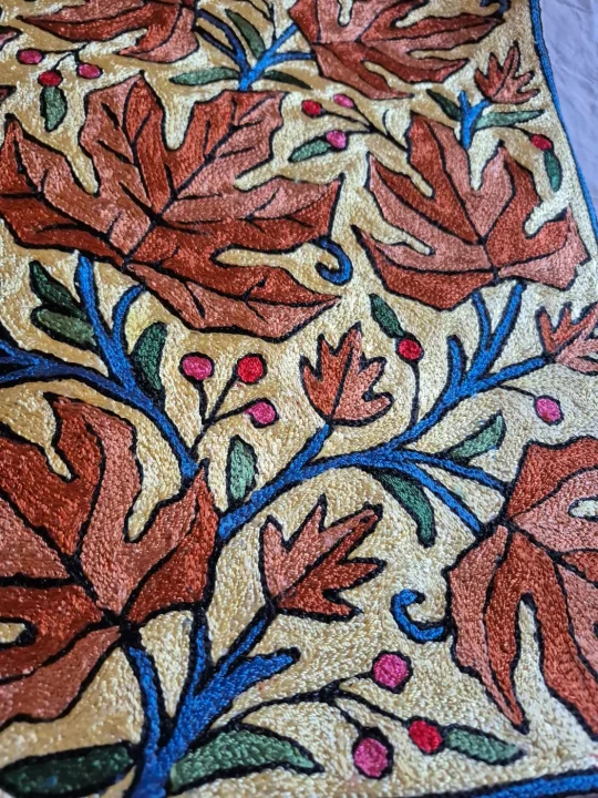 Zoon Kashmiri Cushion Cover With Hand Chain Stitch Work | Set of 2 | 16*16 Inch - Image 3