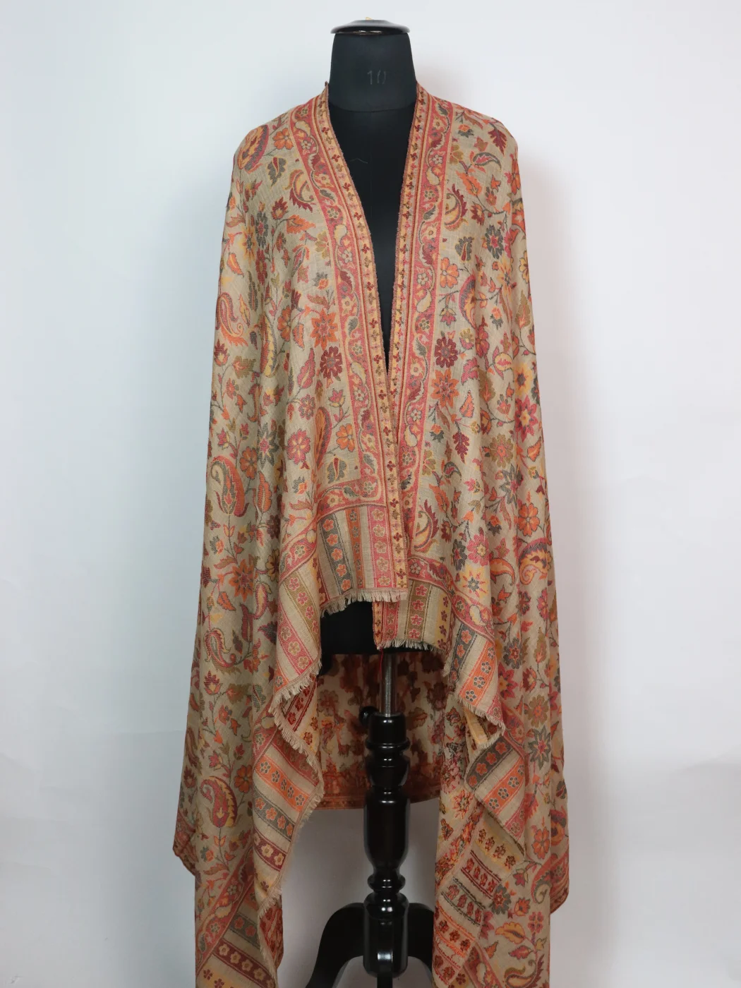 Zaira Kashmiri Shawl with Kani Pattern Design for Women in Wool | Beige