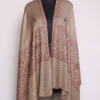 Zarqash Kashmiri Stole In Polywool With Hand Sozni Embroidery | Beige