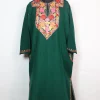 Kashmiri Pheran In Green Cashmilon wool With Aari Embroidery |  Aqsa