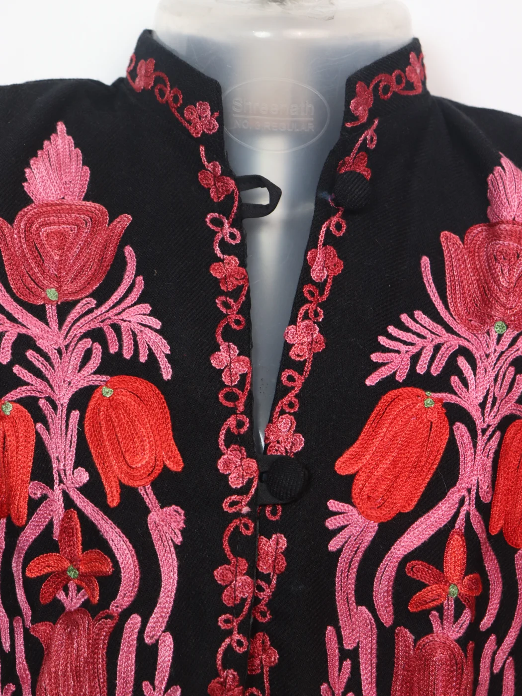 Rida Kashmiri Kids Coat Black In Cashmilon Wool With Aari Embroidery And Jama Work (L18) - Image 2
