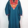 Iqra Kashmiri Pheran In Cashmilon wool With Aari Embroidery | Blue