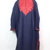 Shagufta Kashmiri Pheran In Tweed Wool With Aari Embroidery | Navy Blue