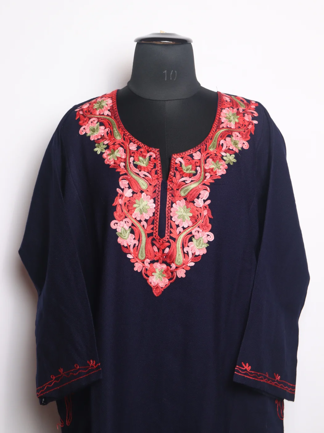 Kashmiri Pheran In Cashmilon wool With Aari Embroidery | Blue | Siyam - Image 2