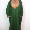 Gulnar Kashmiri Pheran In Count Wool With Aari Embroidery | Green