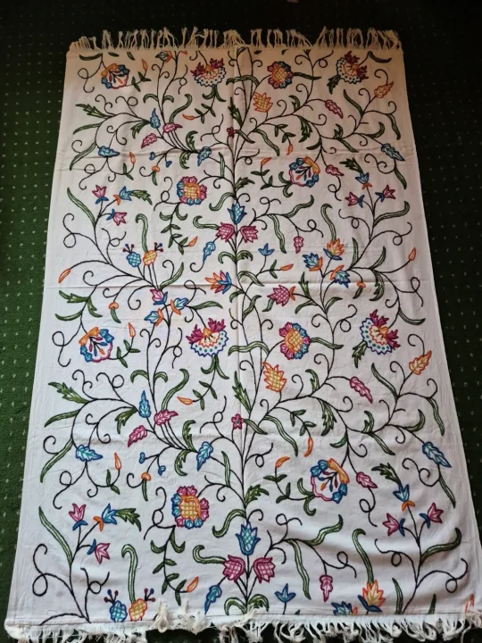 Nusrat Kashmiri Sofa Throw Cover In Hand Crewel Embroidery - Image 2
