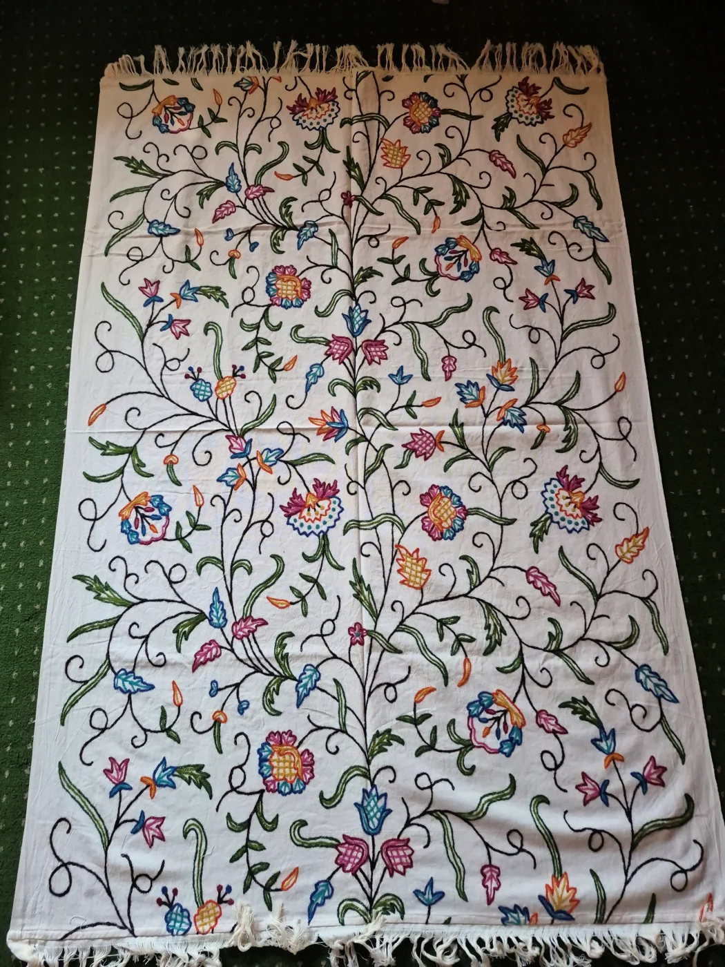 Nusrat Kashmiri Sofa Throw Cover In Hand Crewel Embroidery - Image 2