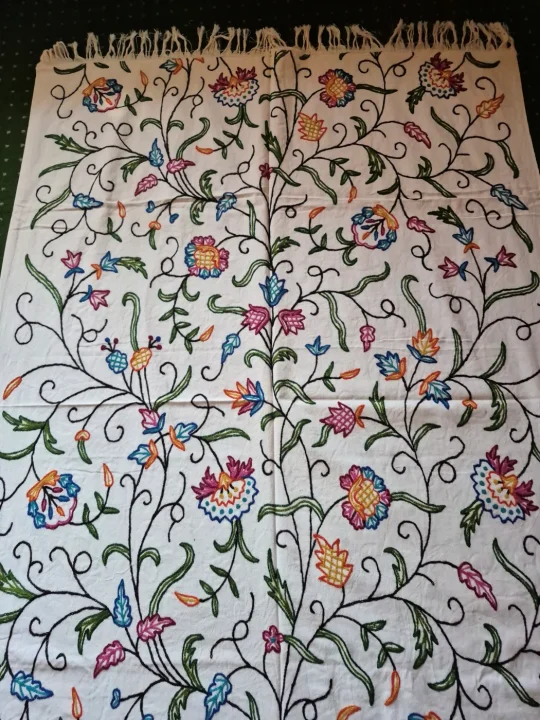Nusrat Kashmiri Sofa Throw Cover In Hand Crewel Embroidery - Image 4