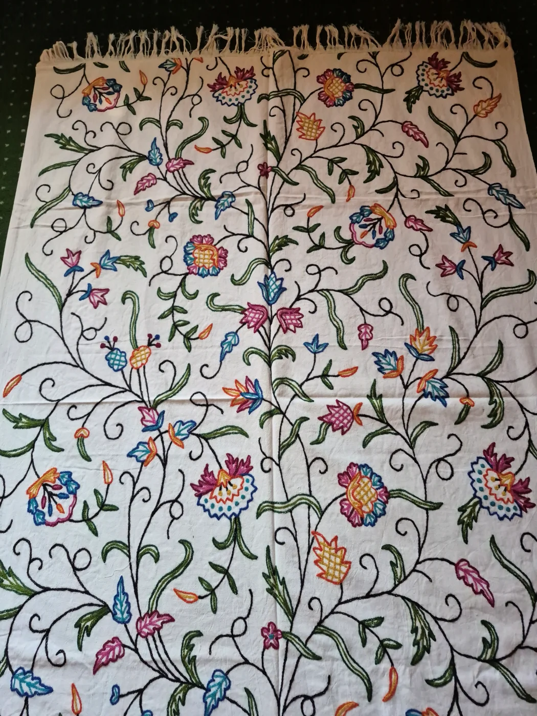 Nusrat Kashmiri Sofa Throw Cover In Hand Crewel Embroidery - Image 4