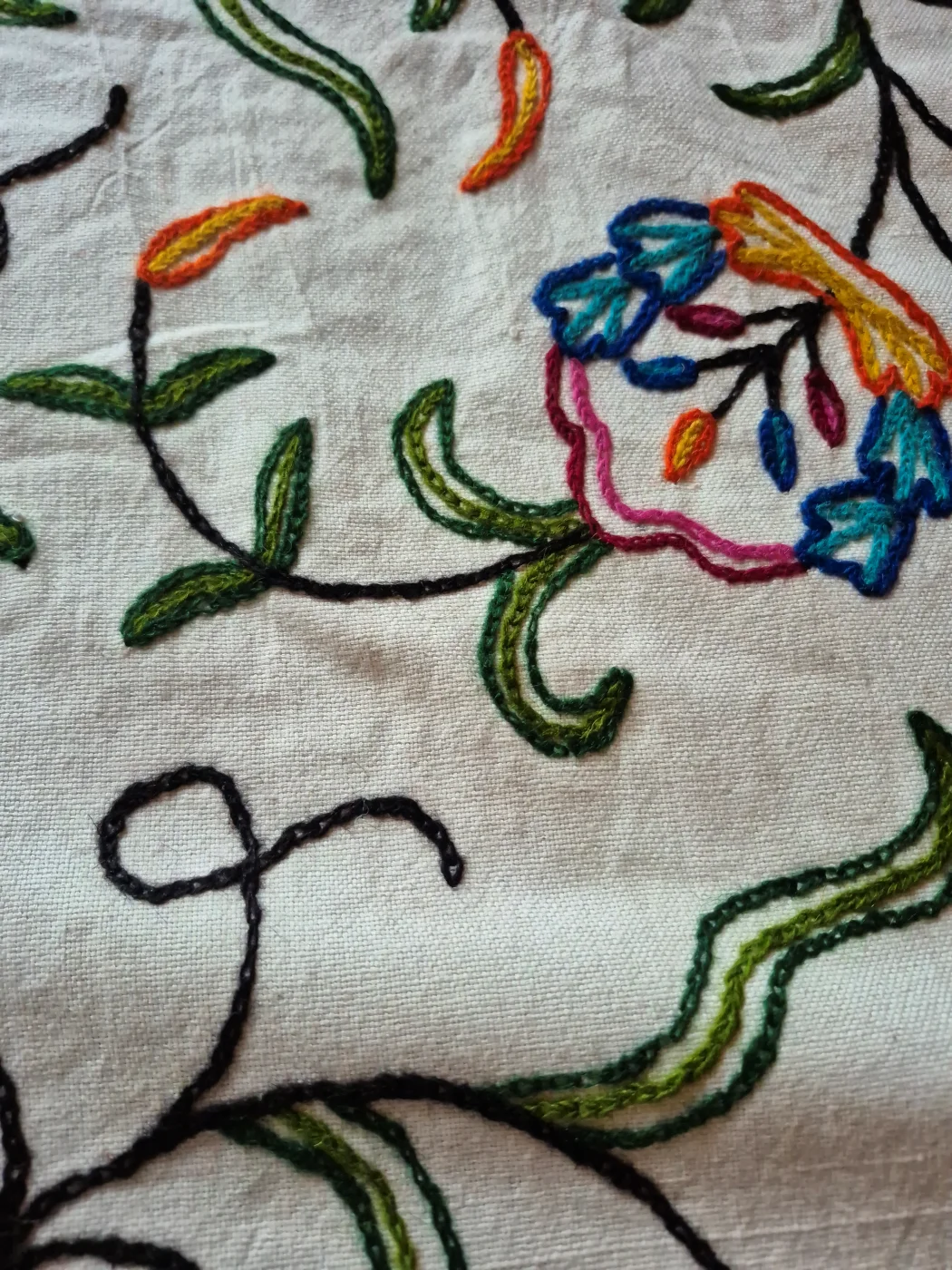 Nusrat Kashmiri Sofa Throw Cover In Hand Crewel Embroidery - Image 5
