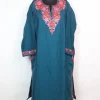 Kashmiri Pheran In Cashmilon wool With Aari Embroidery | Teal | Insha