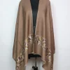 Dilara Kashmiri Stole In Fine Wool With Palla Kani Work | Taupe Brown