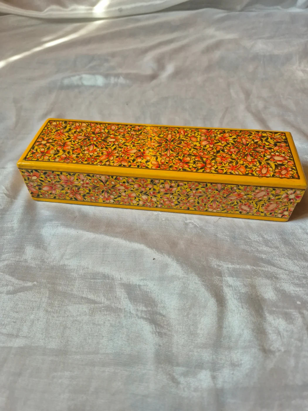 Yellow Kashmiri Paper Machie Pencil Box Zehran - Image 3