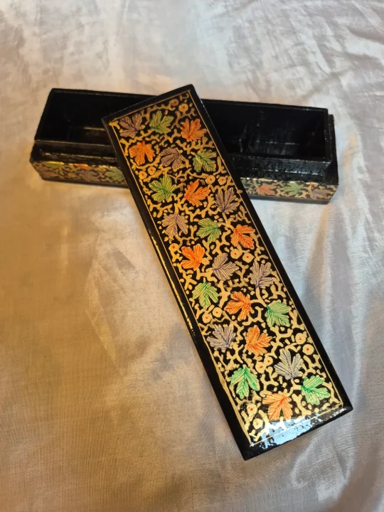 Chinar Kashmiri Paper Machie Black Pencil Box