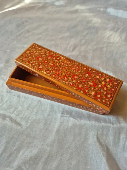 Orange Kashmiri Doon Paper Machie Pencil Box