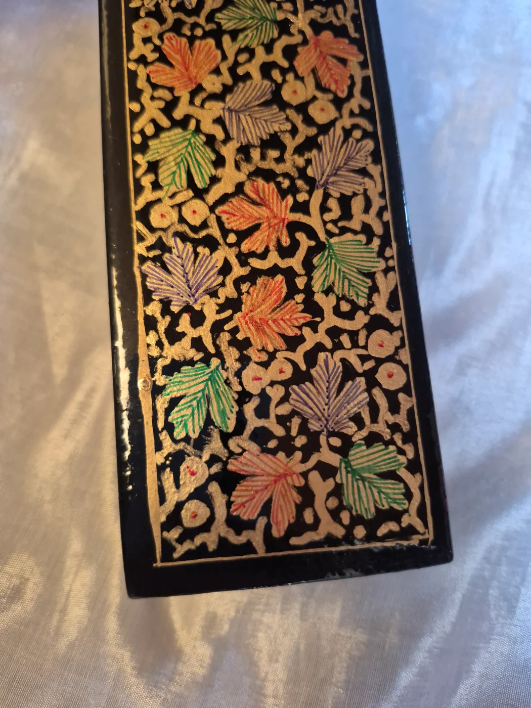 Chinar Kashmiri Paper Machie Black Pencil Box - Image 2