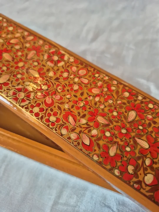 Orange Kashmiri Doon Paper Machie Pencil Box - Image 2