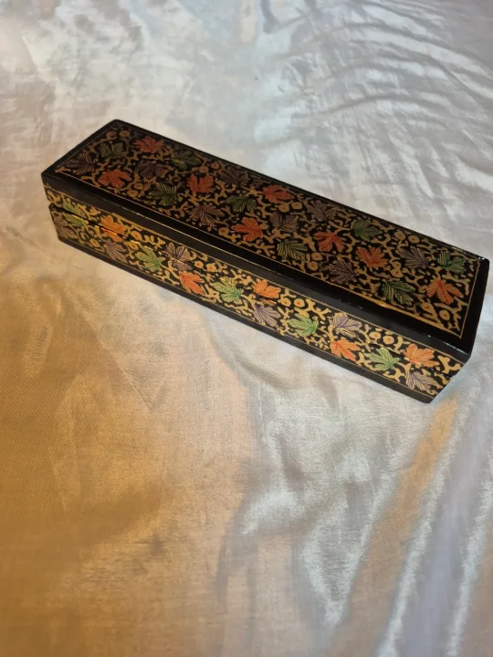 Chinar Kashmiri Paper Machie Black Pencil Box - Image 3