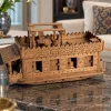 Dal-lake Kashmiri Hand Carved Walnut Wooden Houseboat For Decor