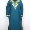 Insha Kashmiri Pheran In Cashmilon wool With Aari Embroidery | Teal