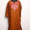Siyam Kashmiri Pheran In Cashmilon wool With Aari Embroidery | Brown