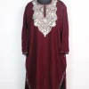 Kashmiri Pheran In Maroon Cashmilon wool With Aari Embroidery | Nazia