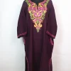 Kashmiri Pheran Sana In Cashmilon wool With Aari Embroidery | Plum