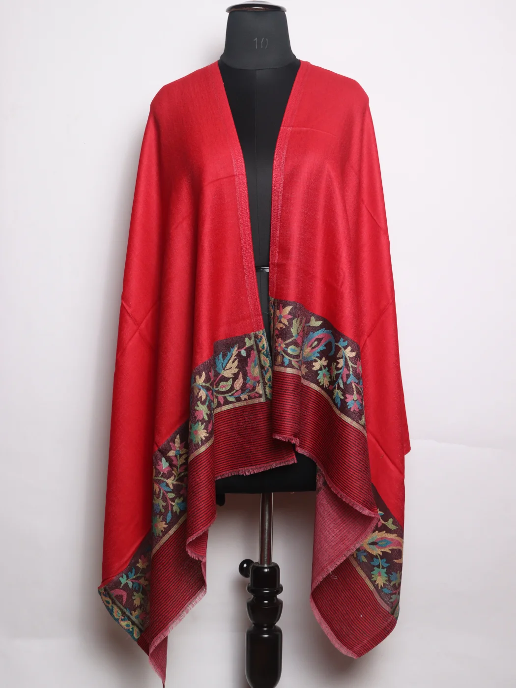 Farheen Kashmiri Stole In Fine Wool With Palla Kani Work | Red