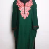 Green Kashmiri Pheran In Cashmilon wool With Aari Embroidery | Siyam