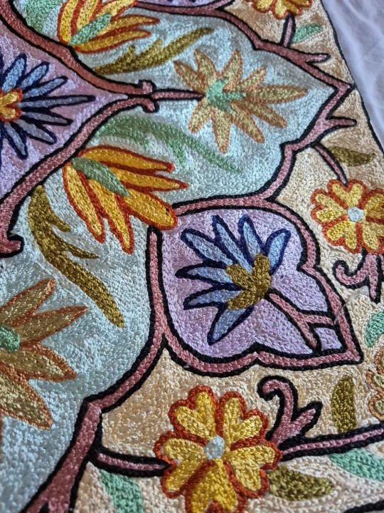 Saira Kashmiri Cushion Covers With Hand Chain-Stitch Work | Set of 2 | 16*16 Inches (Copy) - Image 3