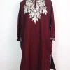 Kashmiri Pheran In Maroon Cashmilon wool With Aari Embroidery | Iram