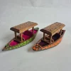 Kashmiri Hand Carved Walnut Wooden Shikara boat For Decor | Set of 2