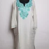Siyam Kashmiri Pheran In Cashmilon wool With Aari Embroidery | White